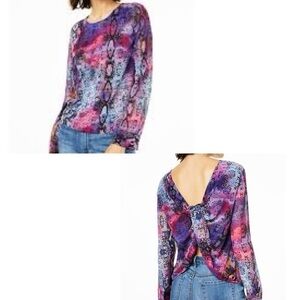 BAR III Purple Printed Long Sleeve Blouse Top XS